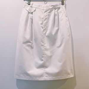 Vintage 80s Silver Unicorn White High Waisted Cotton Pleated A-line Midi Skirt